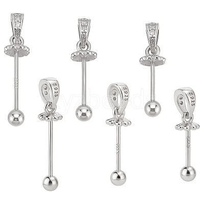 3Pcs 3 Style 925 Sterling Silver Rhinestone Pendant Bails FIND-ME0001-73-1