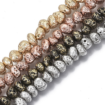 Electroplated Natural Lava Rock Beads Strands G-S352-29-1