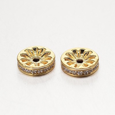Brass Micro Pave Grade AAA Cubic Zirconia Beads ZIRC-O010-6mm-07G-NR-1
