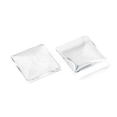 Transparent Glass Square Cabochons X-GGLA-A001-25mm-1