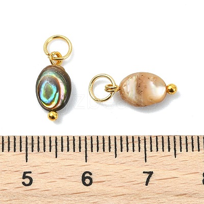 Natural Paua Shell Pendants PALLOY-JF05290-01-1