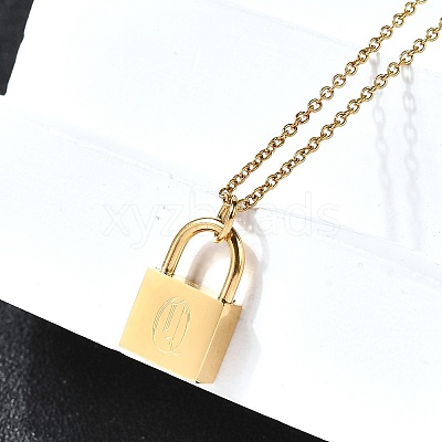 304 Stainless Steel Rolo Chain Pendant Necklaces NJEW-S444-01G-17-1