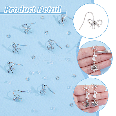 Bowknot Shape Brass Earring Hooks KK-HS0001-78P-1