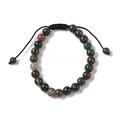 8mm Round Natural Indian Agate Braided Bead Bracelets BJEW-C067-01B-27-1