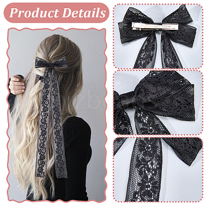 12Pcs 6 Styles Polyester Alloy Bowknot Hair Clips PHAR-CN0001-02-1