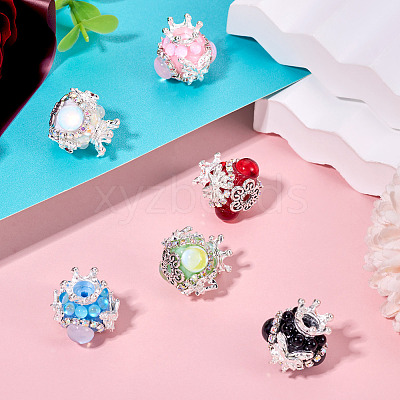 6Pcs 6 Colors Polymer Clay Rhinestone Beads FIND-TA0006-53-1