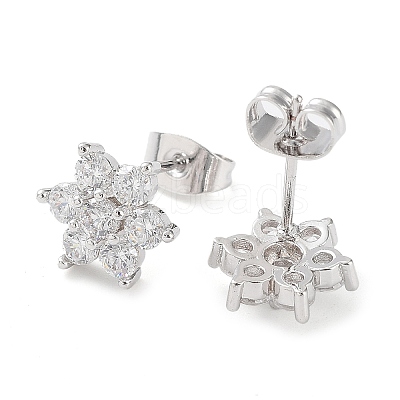 Brass Micro Pave Cubic Zirconia Stud Earrings EJEW-P247-05P-01-1