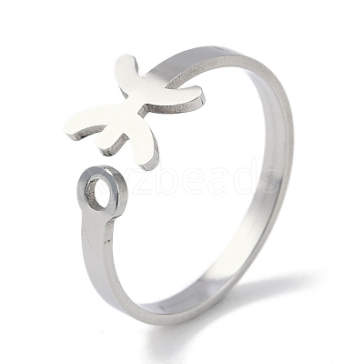 Non-Tarnish Constellations 304 Stainless Steel Open Cuff Ring for Women RJEW-L122-001P-10-1
