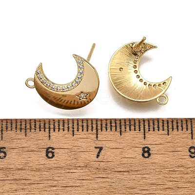 Brass Micro Pave Clear Cubic Zirconia Stud Earring Findings KK-G530-03G-1