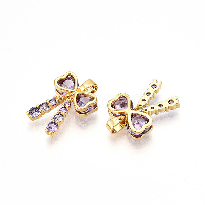 Brass Micro Pave Cubic Zirconia Pendants KK-N257-26C-G-1