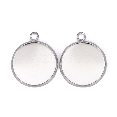 304 Stainless Steel Pendant Cabochon Settings STAS-F191-14S-F-1