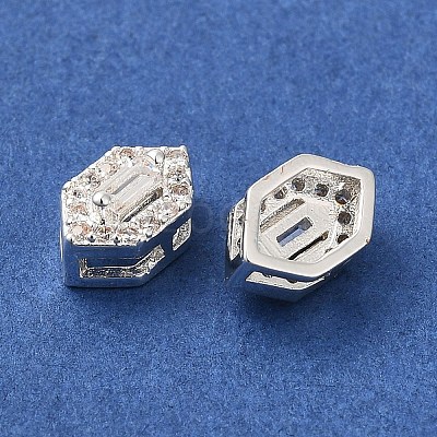 Brass Micro Pave Clear Cubic Zirconia Beads KK-G503-17S-1