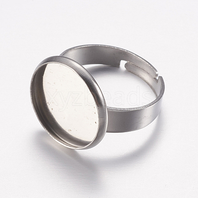 Tarnish Resistant Adjustable 304 Stainless Steel Finger Rings Components STAS-F149-18P-D-1