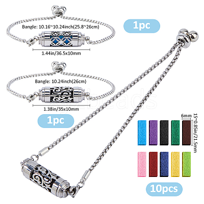 2Bags 2 Styles Stainless Steel Slider Bracelets BJEW-FH0001-13-1