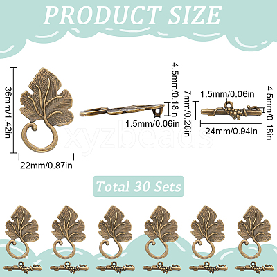 30Pcs  Alloy Toggle Clasps FIND-SP0001-56AB-1