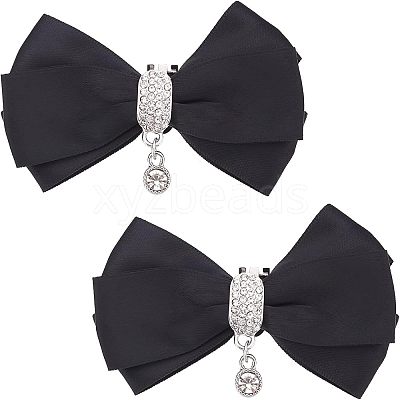 2Pcs Detachable Polyester Bowknot Shoe Decoration AJEW-FG0002-01B-1
