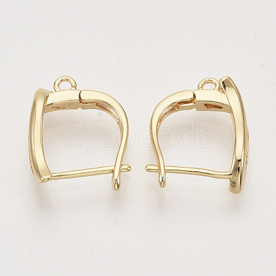 Brass Hoop Earring Findings with Latch Back Closure KK-T048-031G-NF-1