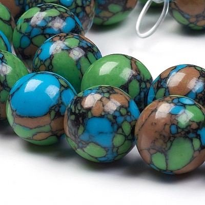 3 Strands Synthetic Turquoise Beads Strands G-OC0002-63-1