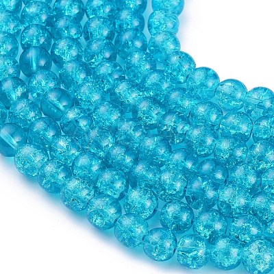Crackle Glass Beads Strands X-CCG-Q001-8mm-06-1