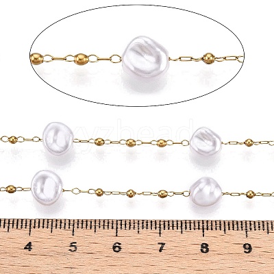 Handmade ABS Plastic Imitation Pearl Beads Chains CHS-T006-07G-1