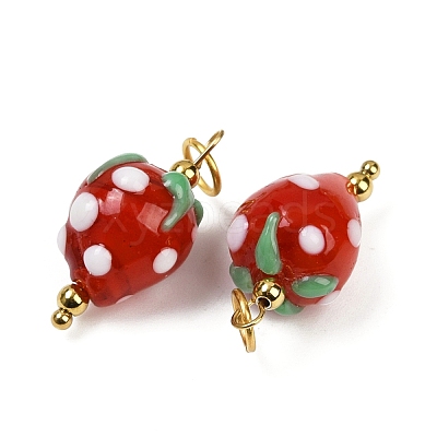 304 Stainless Steel with Handmade Lampwork Pendants STAS-Q352-02G-E-1