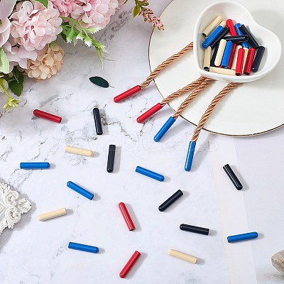 40Pcs 4 Colors Alloy Cord End FIND-GF0008-47A-1