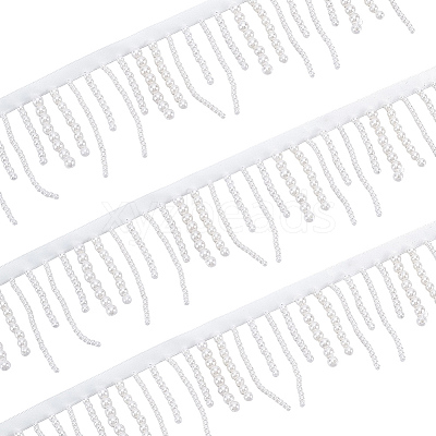 2 Yards Plastic Imitation Pearl & Polyester Beaded Trim Garland Strand OCOR-CY0004-08-1
