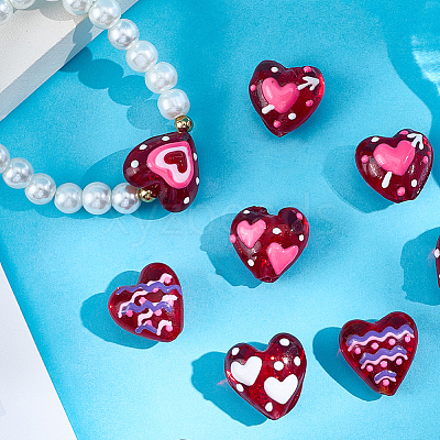 10Pcs 5 Colors Handmade Lampwork Enamel Beads LAMP-PA0001-05-1