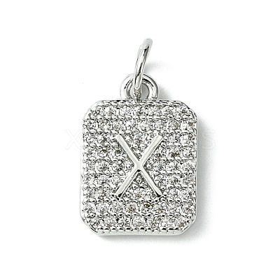 Rack Plating Brass Micro Pave Clear Cubic Zirconia Charms KK-G501-01X-P-1