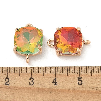 Brass Pave Faceted Glass Square Connector Charms X1-KK-G517-14G-1