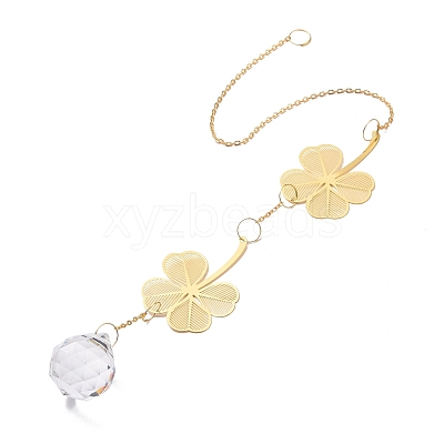 Faceted Glass Sun Catcher Pendant Decorations AJEW-A037-06G-1