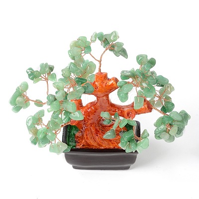 Natural Green Aventurine Chips Money Tree Bonsai Display Decorations DJEW-B007-08A-1