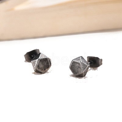 Stainless steel Hexagon Stud Earrings PW-WG255A2-01-1