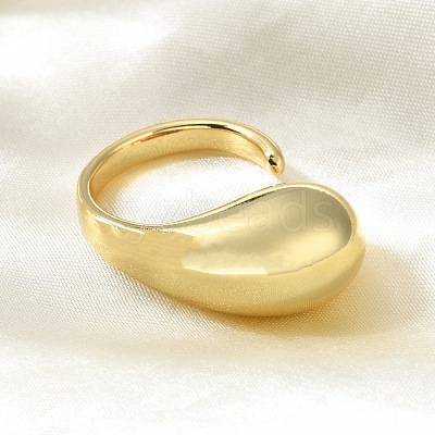 Rack Plating Brass Teardrop Open Cuff Ring for Women RJEW-A016-03G-1