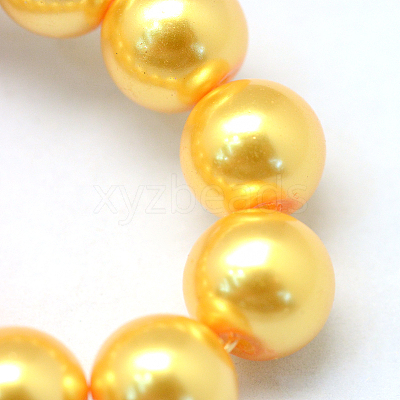 Baking Paint Pearlized Glass Pearl Round Bead Strands HY-Q330-8mm-56-1