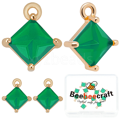 15Pcs Brass Micro Pave Clear Cubic Zirconia Pendants KK-BBC0017-96B-1