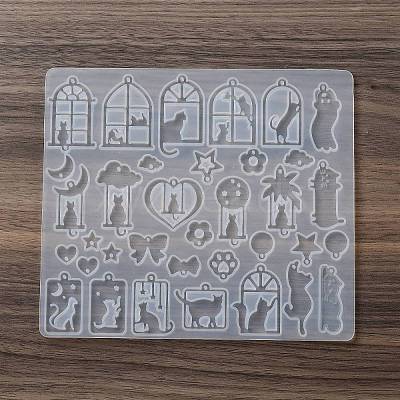 Cat Shape Theme DIY Pendant Silicone Molds DIY-F161-01C-1