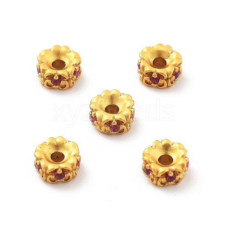 Brass Micro Pave Cubic Zirconia Beads KK-R216-09G-1