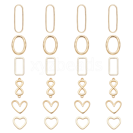 CHGCRAFT 24Pcs 6 Styles Brass Linking Rings KK-CA0001-42G-1