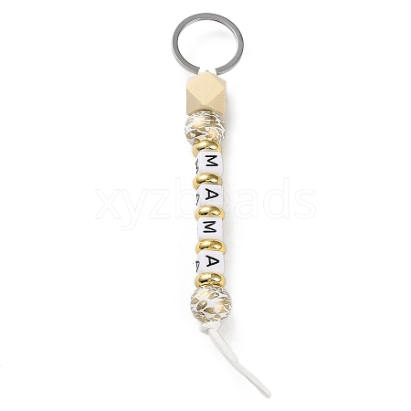 Wood and Plastic Beads Keychain Decorationes KEYC-B016-01-1