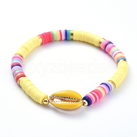 Handmade Polymer Clay Heishi Bead Stretch Bracelets BJEW-JB05076-03-1