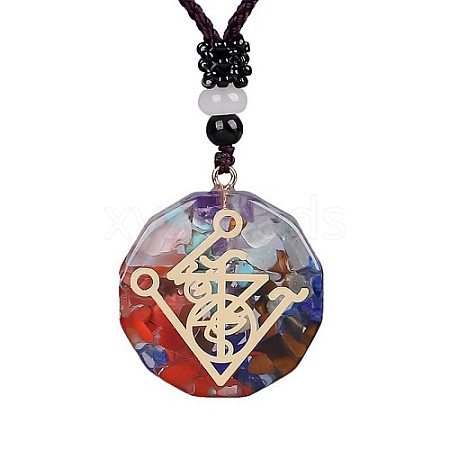 Orgonite Chakra Natural & Synthetic Mixed Stone Pendant Necklaces QQ6308-10-1
