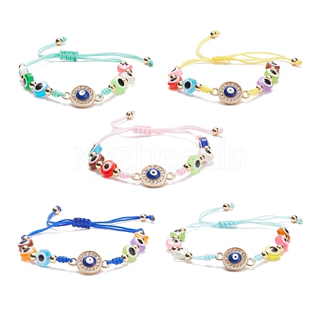 Resin Evil Eye Braided Bead Bracelet BJEW-JB08414-1