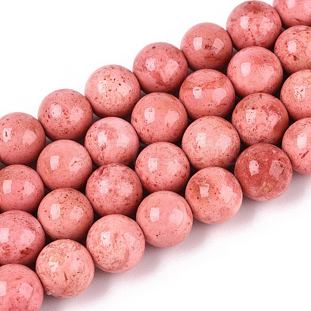 Dyed Synthetic Fossil Beads Strands G-T139-8mm-66D-1