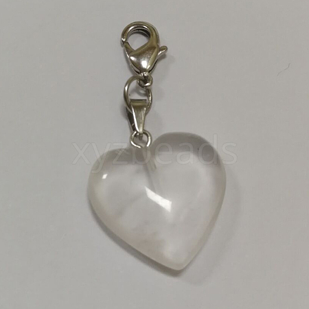 Heart Natural Quartz Crystal Pendant Decorations HJEW-PH01132-16-1