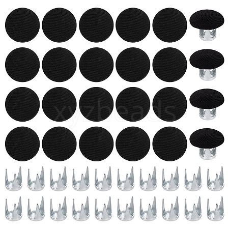 24 Bags Flat Round Cloth Cap Nail Buttons BUTT-BC0001-21A-1