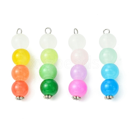 4Pcs 4 Colors Glass Beaded Pendants PALLOY-JF02813-1