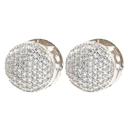 Brass Hoop Earrings with Cubic Zirconia EJEW-D078-01P-1