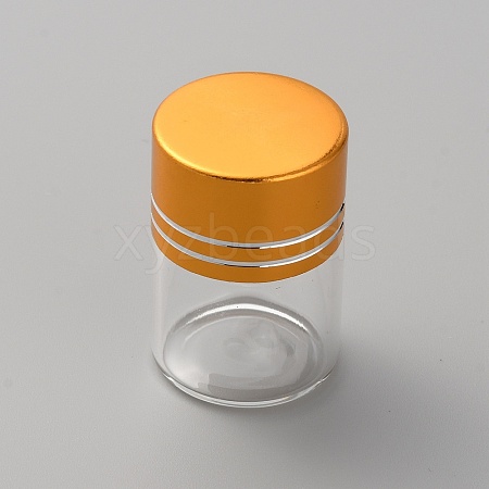 Column Glass Empty Pill Bottle with Aluminum Screw Top Lids CON-WH0092-44B-1