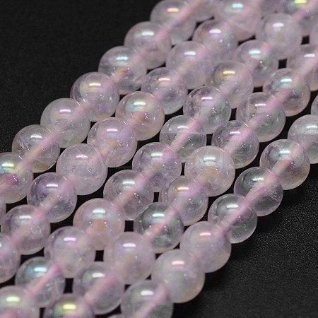 Electroplated Natural Rose Quartz Beads Strands G-K285-06-6mm-1